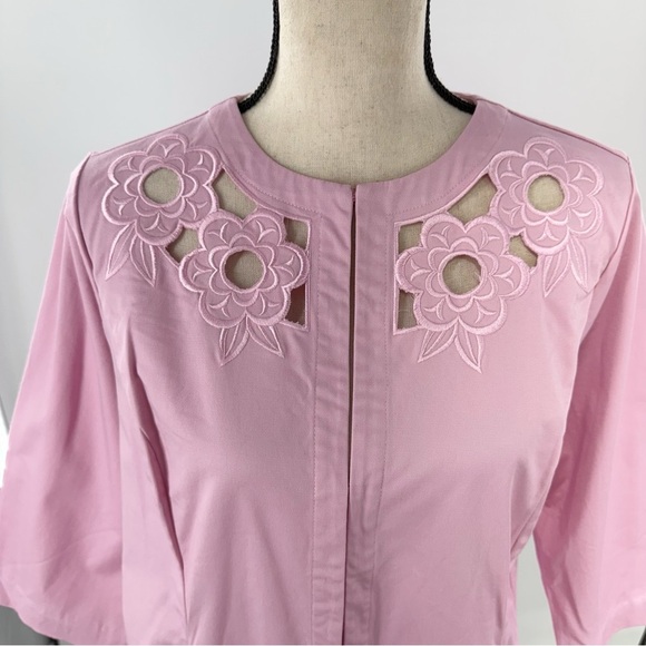 Bob Mackie Wearable Art Pink Floral Cutout Embroidered Jacket Women’s Size Small - Picture 8 of 14